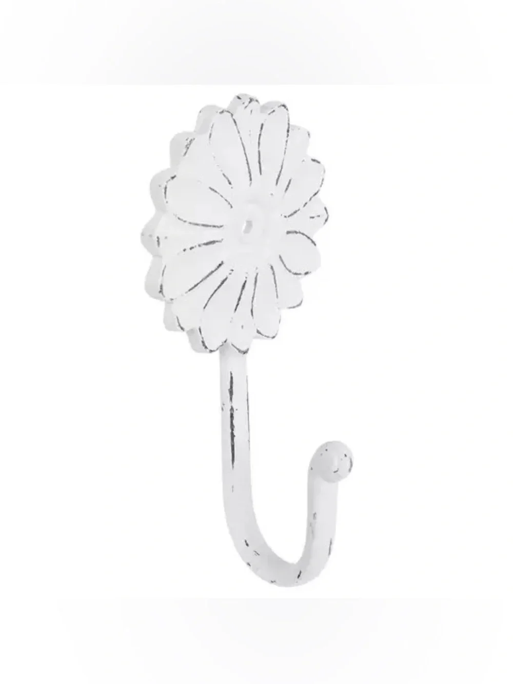 (2) Distressed White Flower Metal Wall Hook